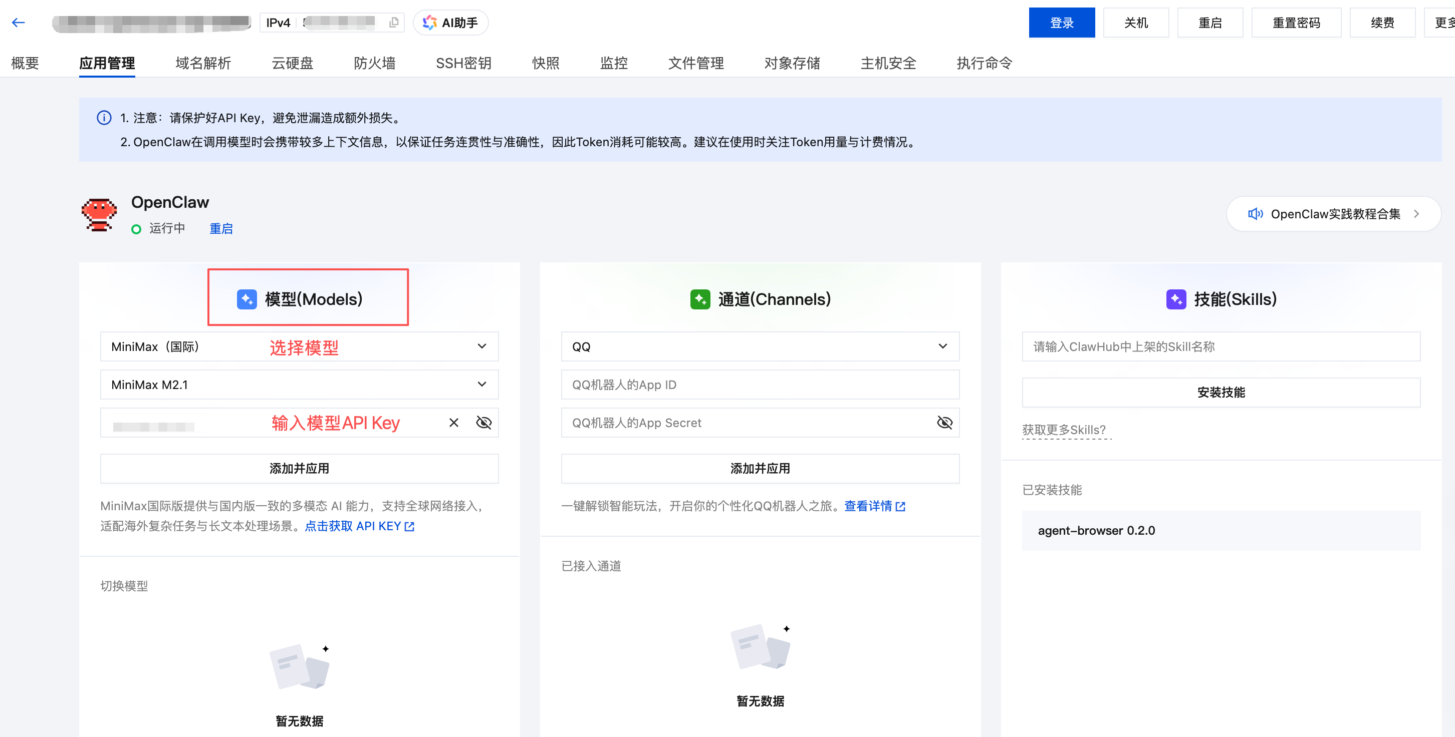 Lighthouse 模型 API Key 配置截图