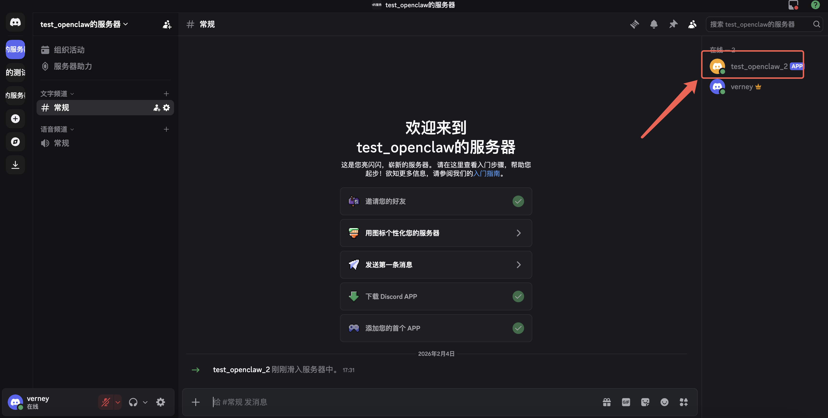 Discord 中成功对话截图